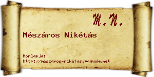 Mészáros Nikétás névjegykártya